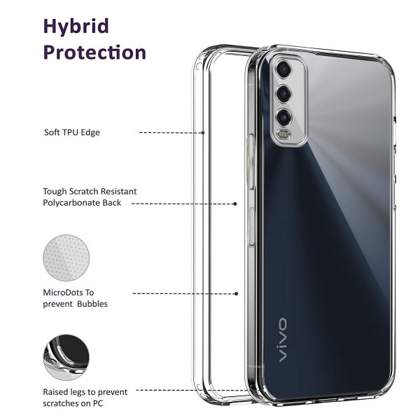 For Vivo Y20 | Y20i Back Cover Case (Silicone Crystal Clear | Pure Camera Protection | Soft and Flexible for Charger and Headphone sockets | Shockproof Bumpers) on Sale