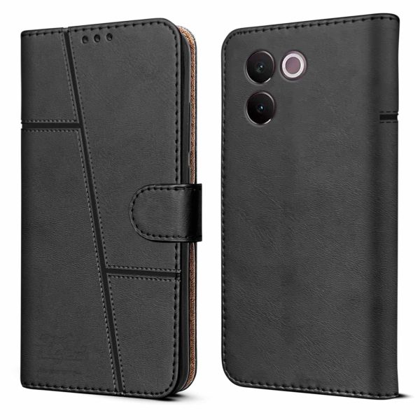 For Vivo V30e 5G Flip Cover Case (Stitched Leather with Magnetic Closure) Online now